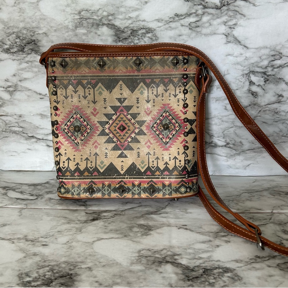 Montana West concealed carry crossbody bag Aztec studded